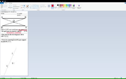Cinquième Contrôle Symétrie Centrale Sujet A